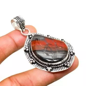 Ювелирный кулон ручной работы с красным змеиным камнем, посеребренный 925 пробы, 2,27 дюйма 2.27 красный