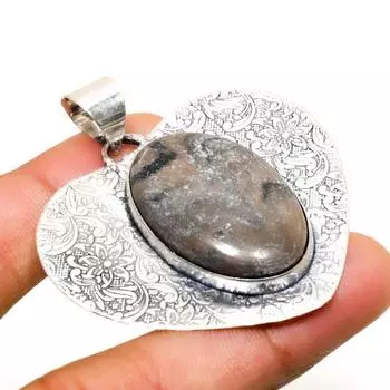 Ювелирный кулон ручной работы с крестиком 925 пробы, посеребренный, 2,00 дюйма 2.00 коричневый