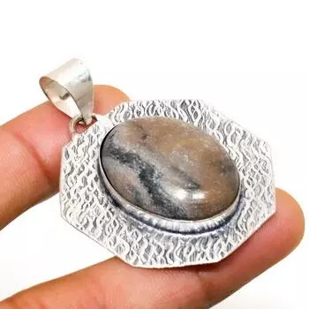 Ювелирный кулон ручной работы с крестообразным камнем 925 пробы и покрытием из серебра 1,89 дюйма 1.89 коричневый