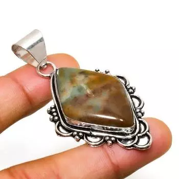 Ювелирный кулон ручной работы с кровавым камнем 925 пробы, посеребренный, 2,27 дюйма 2.27 зелёный