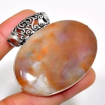 Ювелирный кулон ручной работы с кровавым камнем 925 пробы, посеребренный, 1,70 дюйма 1.70 зелёный