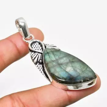 Ювелирный кулон ручной работы с лабрадоритом и серебром 925 пробы 2,46 дюйма 2.46 чёрный