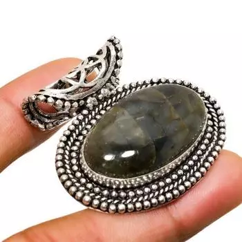 Ювелирный кулон ручной работы с лабрадоритом и серебром 925 пробы 1,51 дюйма 1.51 чёрный