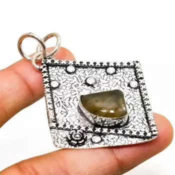 Ювелирный кулон ручной работы с лабрадоритом и серебром 925 пробы 2,27 дюйма 2.27 чёрный