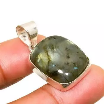 Ювелирный кулон ручной работы с лабрадоритом и серебром 925 пробы 1,13 дюйма 1.13 чёрный