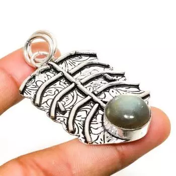 Ювелирный кулон ручной работы с лабрадоритом и серебром 925 пробы 2,08 дюйма 2.08 чёрный