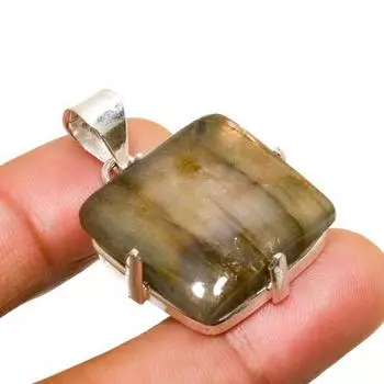 Ювелирный кулон ручной работы с лабрадоритом и серебром 925 пробы 1,32 дюйма 1.32 чёрный