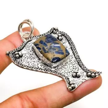 Ювелирный кулон ручной работы с медным содалитом, посеребренный 925 пробы, 2,27 дюйма 2.27 медный