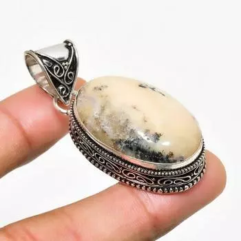 Ювелирный кулон ручной работы с медовым дендритным камнем, посеребренный 925 пробы, 1,89 дюйма 1.89 мёд