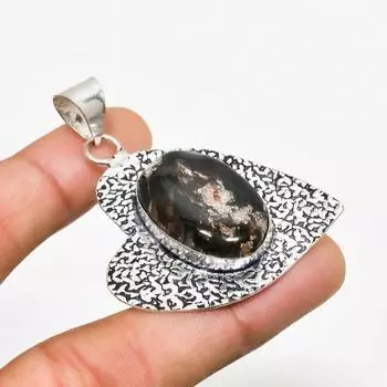 Ювелирный кулон ручной работы с медовым дендритным камнем, посеребренный 925 пробы, 2,08 дюйма 2.08 мёд