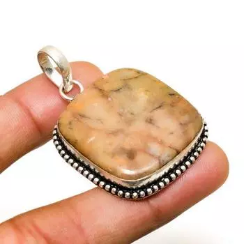 Ювелирный кулон ручной работы с медовым дендритным камнем, посеребренный 925 пробы, 1,89 дюйма 1.89 мёд