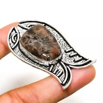 Ювелирный кулон ручной работы с медовым дендритным камнем, посеребренный 925 пробы, 2,08 дюйма 2.08 мёд