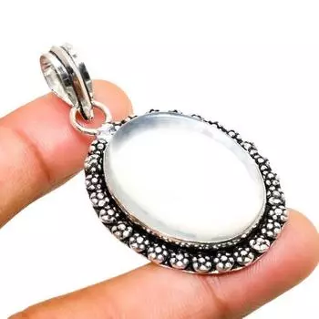 Ювелирный кулон ручной работы с молочным опалом, посеребренный 925 пробы, 2,08 дюйма 2.08 белый