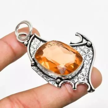 Ювелирный кулон ручной работы с морганитом 925 пробы, посеребренный, 2,46 дюйма 2.46 персиковый