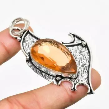 Ювелирный кулон ручной работы с морганитом 925 пробы, посеребренный, 2,46 дюйма 2.46 персиковый