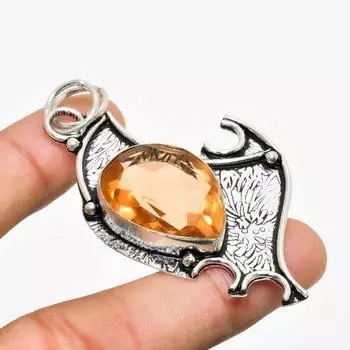 Ювелирный кулон ручной работы с морганитом 925 пробы, посеребренный, 2,46 дюйма 2.46 персиковый