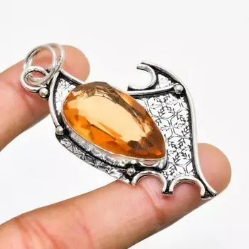 Ювелирный кулон ручной работы с морганитом 925 пробы, посеребренный, 2,46 дюйма 2.46 персиковый