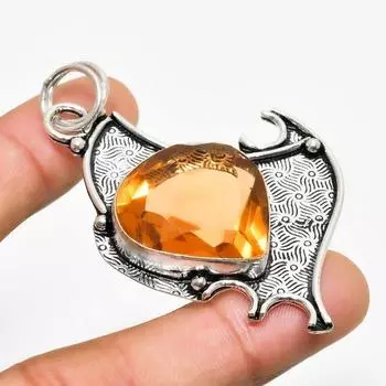 Ювелирный кулон ручной работы с морганитом 925 пробы, посеребренный, 2,46 дюйма 2.46 персиковый