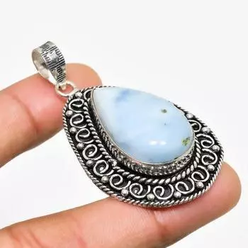 Ювелирный кулон ручной работы с опалом Owhyee, посеребренный 925 пробы, 2,08 дюйма 2.08 синий
