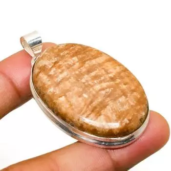 Ювелирный кулон ручной работы с оранжевым амазонитом и серебром 925 пробы 1,96 дюйма 1.96 оранжевый