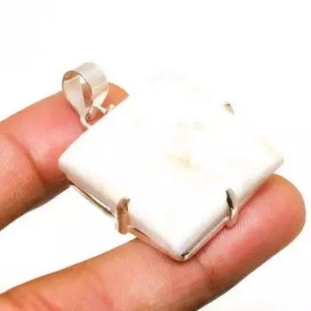 Ювелирный кулон ручной работы с перламутром и серебром 925 пробы 1,51 дюйма 1.51 белый