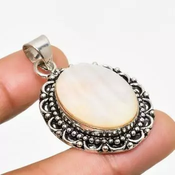 Ювелирный кулон ручной работы с перламутром и серебром 925 пробы 1,70 дюйма 1.70 белый