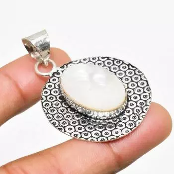 Ювелирный кулон ручной работы с перламутром и серебром 925 пробы 1,70 дюйма 1.70 белый