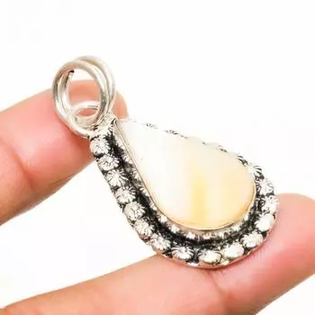 Ювелирный кулон ручной работы с перламутром и серебром 925 пробы 1,70 дюйма 1.70 белый