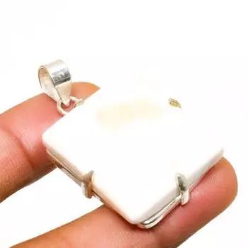 Ювелирный кулон ручной работы с перламутром и серебром 925 пробы 1,70 дюйма 1.70 белый