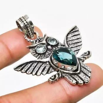 Ювелирный кулон ручной работы с покрытием из серебра 925 пробы и швейцарским голубым топазом диаметром 1,89 дюйма 1.89 синий