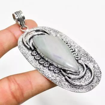 Ювелирный кулон ручной работы с покрытием из серебра 925 пробы, швейцарский зеленый опал, 3,21 дюйма 3.21 зелёный