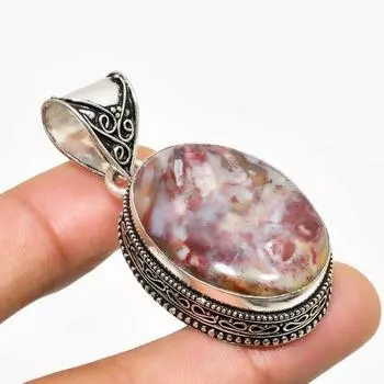 Ювелирный кулон ручной работы с покрытием из камня и ископаемого камня 925 пробы, 1,89 дюйма 1.89 зелёный