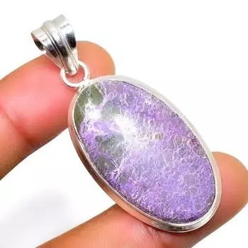 Ювелирный кулон ручной работы с покрытием из драгоценного камня Пурпурит 925 пробы, 1,89 дюйма 1.89 фиолетовый