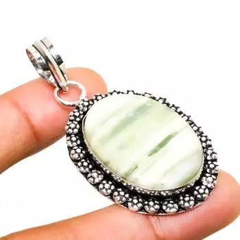 Ювелирный кулон ручной работы с покрытием из серебра 925 пробы, швейцарский зеленый опал, 2,08 дюйма 2.08 зелёный