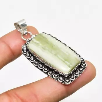 Ювелирный кулон ручной работы с покрытием из серебра 925 пробы, швейцарский зеленый опал, 1,89 дюйма 1.89 зелёный