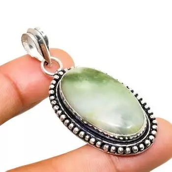Ювелирный кулон ручной работы с покрытием из серебра 925 пробы, швейцарский зеленый опал, 2,08 дюйма 2.08 зелёный