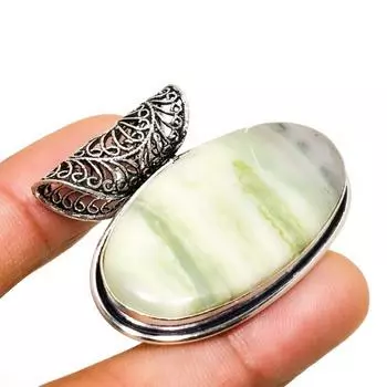 Ювелирный кулон ручной работы с покрытием из серебра 925 пробы и швейцарского зеленого опала диаметром 1,32 дюйма 1.32 зелёный