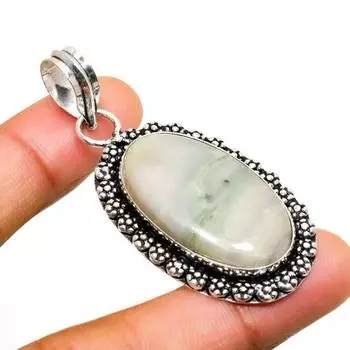 Ювелирный кулон ручной работы с покрытием из серебра 925 пробы, швейцарский зеленый опал, 2,08 дюйма 2.08 зелёный