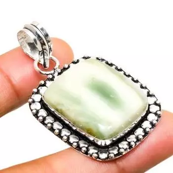 Ювелирный кулон ручной работы с покрытием из серебра 925 пробы, швейцарский зеленый опал, 1,89 дюйма 1.89 зелёный