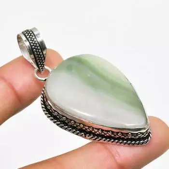 Ювелирный кулон ручной работы с покрытием из серебра 925 пробы, швейцарский зеленый опал, 2,08 дюйма 2.08 зелёный