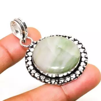 Ювелирный кулон ручной работы с покрытием из серебра 925 пробы, швейцарский зеленый опал, 1,89 дюйма 1.89 зелёный