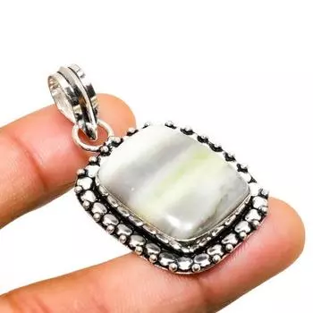 Ювелирный кулон ручной работы с покрытием из серебра 925 пробы, швейцарский зеленый опал, 1,89 дюйма 1.89 зелёный