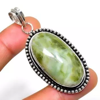 Ювелирный кулон ручной работы с покрытием из швейцарского зеленого опала 925 пробы, 2,08 дюйма 2.08 зелёный