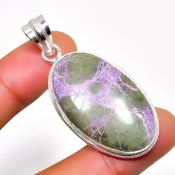 Ювелирный кулон ручной работы с покрытием из драгоценного камня Пурпурит 925 пробы, 1,89 дюйма 1.89 фиолетовый