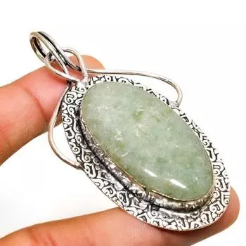 Ювелирный кулон ручной работы с покрытием из серебра 925 пробы и аквамарина 2,65 дюйма 2.65 цвет морской волны