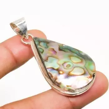 Ювелирный кулон ручной работы с покрытием из серебра 925 пробы и драгоценным камнем в виде ракушки морского ушка 2,08 дюйма 2.08 синий