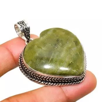Ювелирный кулон ручной работы с покрытием из серебра 925 пробы и швейцарским зеленым опалом длиной 1,96 дюйма 1.96 зелёный