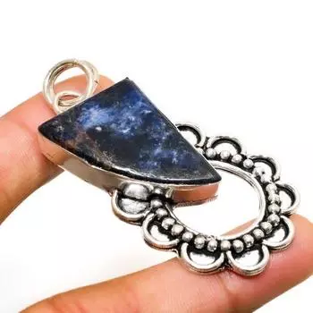 Ювелирный кулон ручной работы с покрытием из серебра 925 пробы содалит 2,38 дюйма 2.38 синий