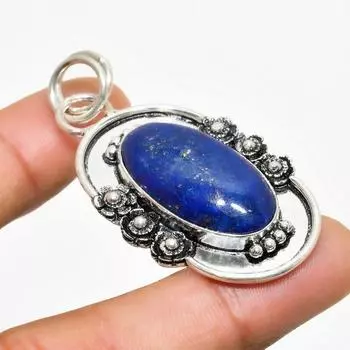 Ювелирный кулон ручной работы с покрытием из серебра 925 пробы, лазурит, 2,00 дюйма 2.00 синий