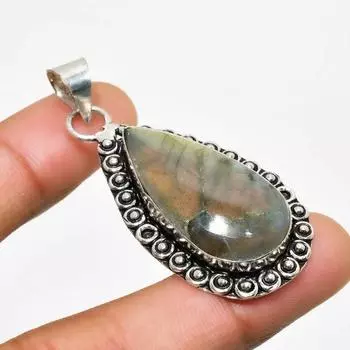 Ювелирный кулон ручной работы с покрытием из серебра 925 пробы лабрадорит 2,00 дюйма 2.00 чёрный